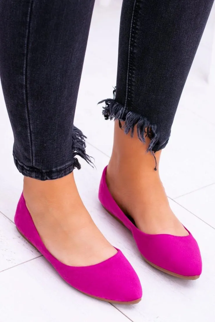 Damskie Boto Damskie Balerinki Zamsz Fuksja Dermeno