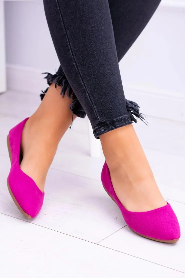 Damskie Boto Damskie Balerinki Zamsz Fuksja Dermeno