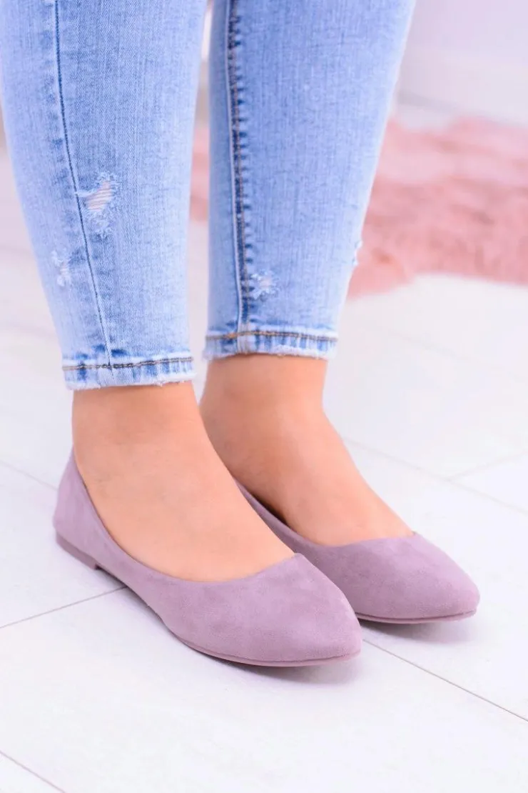 Damskie Boto Damskie Balerinki Zamsz Wrzosowy Bueno