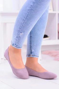 Damskie Boto Damskie Balerinki Zamsz Wrzosowy Bueno