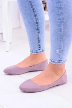 Damskie Boto Damskie Balerinki Zamsz Wrzosowy Bueno