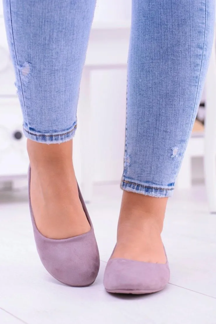 Damskie Boto Damskie Balerinki Zamsz Wrzosowy Bueno