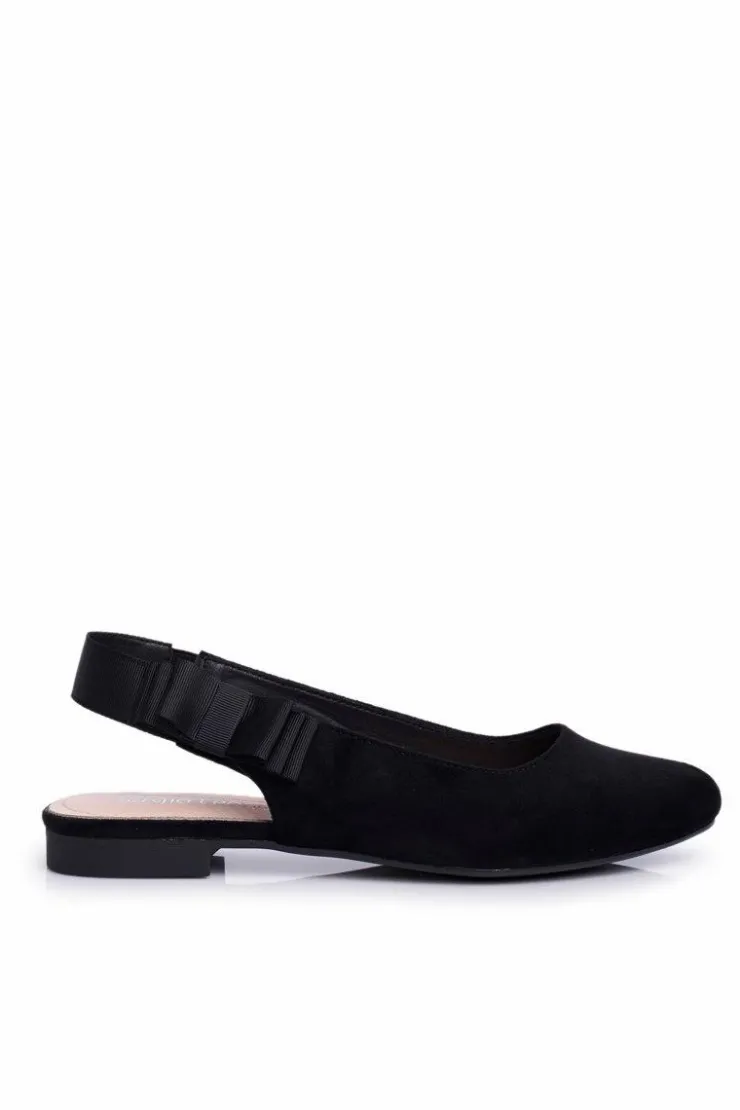 Damskie Buty Sergio Leone Damskie Balerinki Zamszowe Sergio Leone BL615 Czarne Lilon