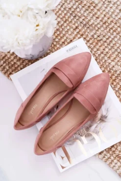 Damskie Boto Damskie Balerinki Zamszowe Lordsy Różowe Gretar