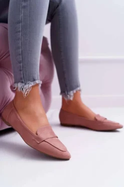 Damskie Boto Damskie Balerinki Zamszowe Lordsy Różowe Gretar