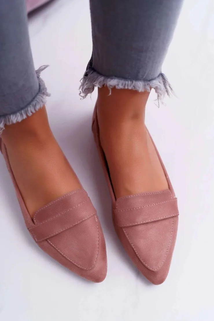 Damskie Boto Damskie Balerinki Zamszowe Lordsy Różowe Gretar