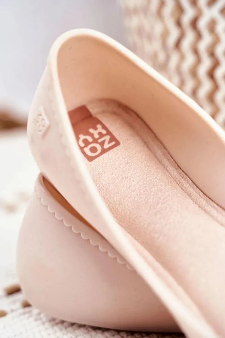 Hot ZAXY Damskie Baleriny Pachnące Gumowe Beżowe FF285051