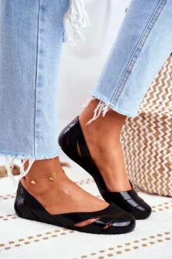 Damskie ZAXY Damskie Baleriny Pachnące Gumowe Czarne FF285053