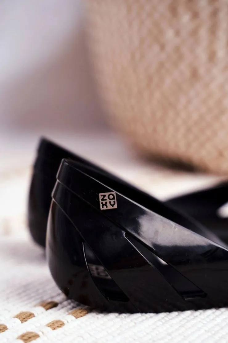 Damskie ZAXY Damskie Baleriny Pachnące Gumowe Czarne FF285053