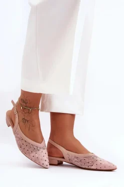 Boto Baleriny Klasyczne*Damskie Baleriny W Kropki Różowe Adore