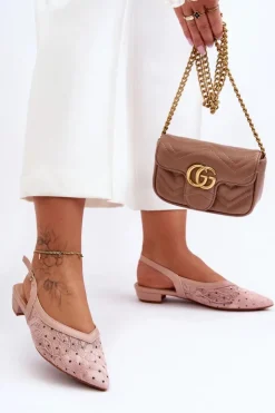 Boto Baleriny Klasyczne*Damskie Baleriny W Kropki Różowe Adore