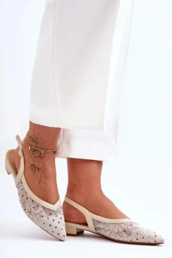 Damskie Boto Damskie Baleriny W Kropki Beżowe Adore