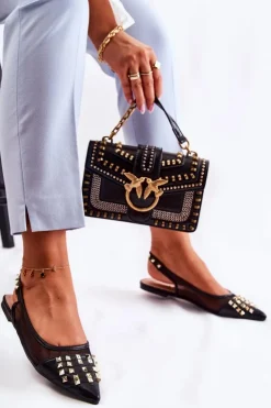 Damskie Boto Damskie Baleriny Z Ćwiekami Czarne Kinley