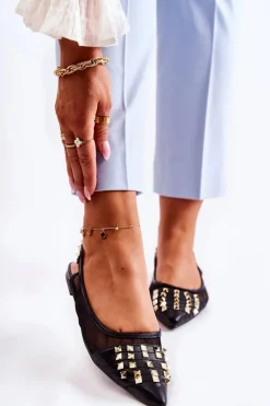 Damskie Boto Damskie Baleriny Z Ćwiekami Czarne Kinley