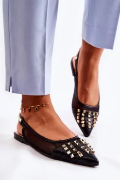 Damskie Boto Damskie Baleriny Z Ćwiekami Czarne Kinley