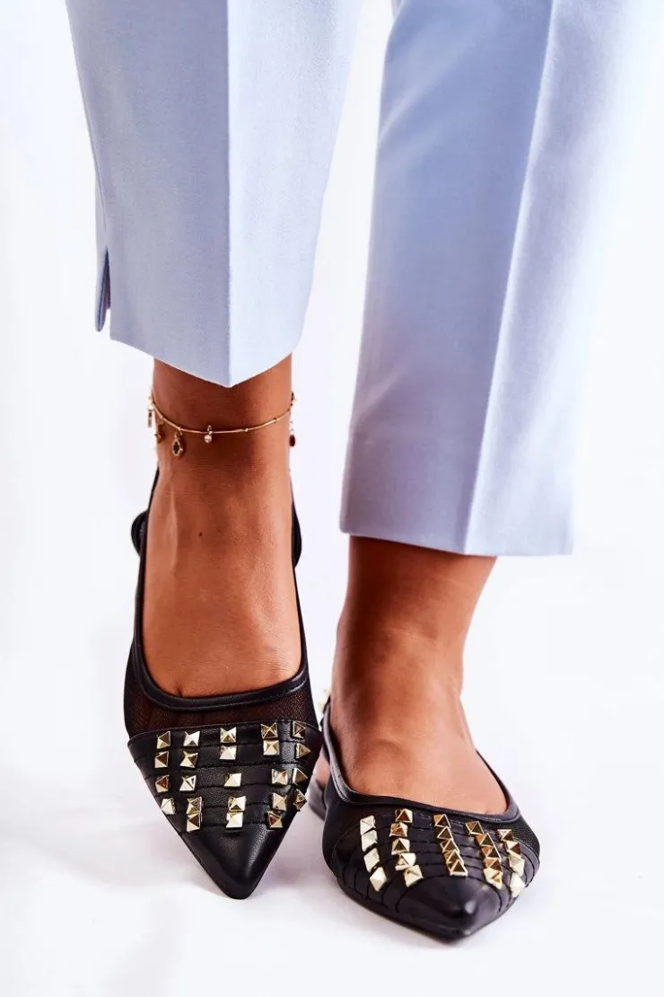 Damskie Boto Damskie Baleriny Z Ćwiekami Czarne Kinley