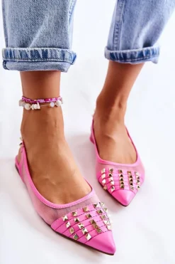 Damskie Boto Damskie Baleriny Z Ćwiekami Różowe Kinley