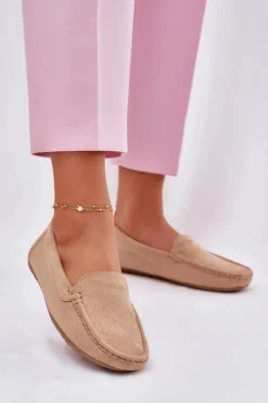 Evento Loafersy Damskie|Mokasyny Damskie Zamszowe*Damskie Beżowe Mokasyny Lekkie Zamsz Morreno II gat.