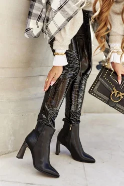 Damskie buty S.Barski Damskie Botki Czarne na Słupku Olastis