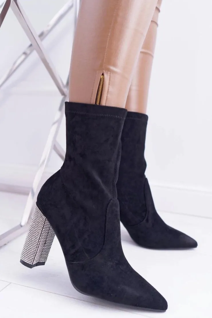 Sale Boto Damskie Botki Czarne Na Słupku Zamszowe Hendo