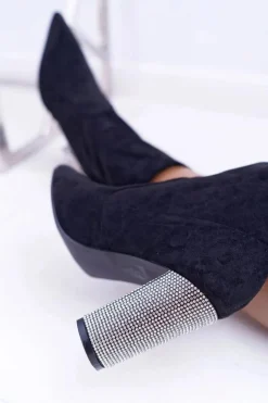 Sale Boto Damskie Botki Czarne Na Słupku Zamszowe Hendo