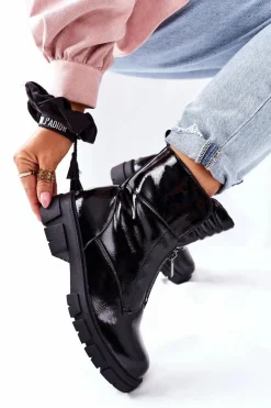 Damskie buty S.Barski Damskie Trapery|Czarne Botki*Damskie Botki Czarne Trapery Nobleford