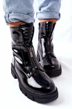 Damskie buty S.Barski Damskie Trapery|Czarne Botki*Damskie Botki Czarne Trapery Nobleford