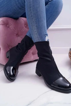 Damskie Boto Damskie Botki Elastyczne Czarne Beat