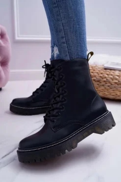 Sale Damskie buty S.Barski Damskie Botki Glany Workery Czarne Barski 56-5