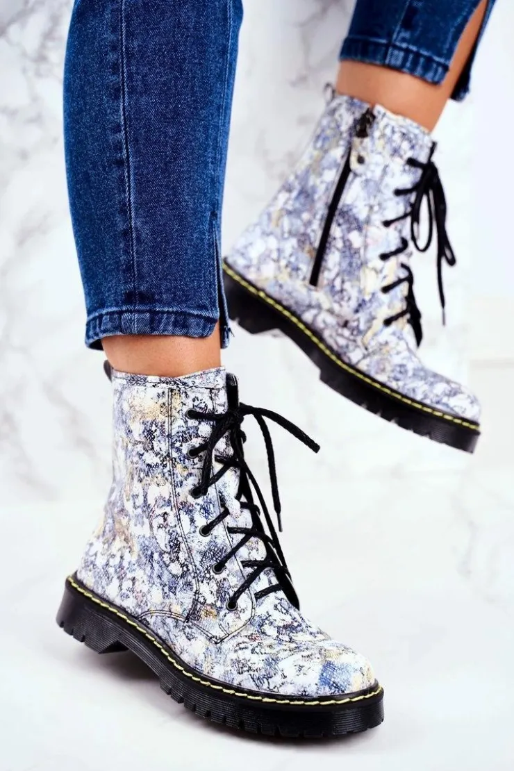 Best Maciejka Damskie Botki Glany Workery Wielokolorowe 01609-39/00-6