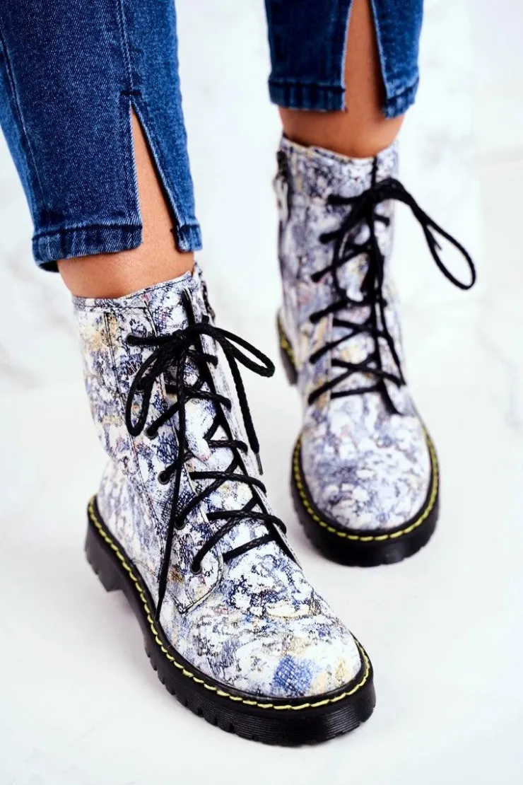 Best Maciejka Damskie Botki Glany Workery Wielokolorowe 01609-39/00-6