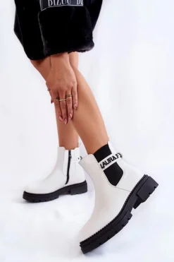 Damskie Boto Damskie Botki La.Fi 250005W-PU Białe