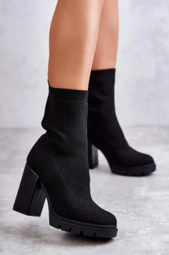 Damskie Boto Damskie Botki Materiałowe Czarne Louve