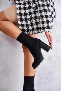 Damskie Boto Damskie Botki Materiałowe Czarne Louve