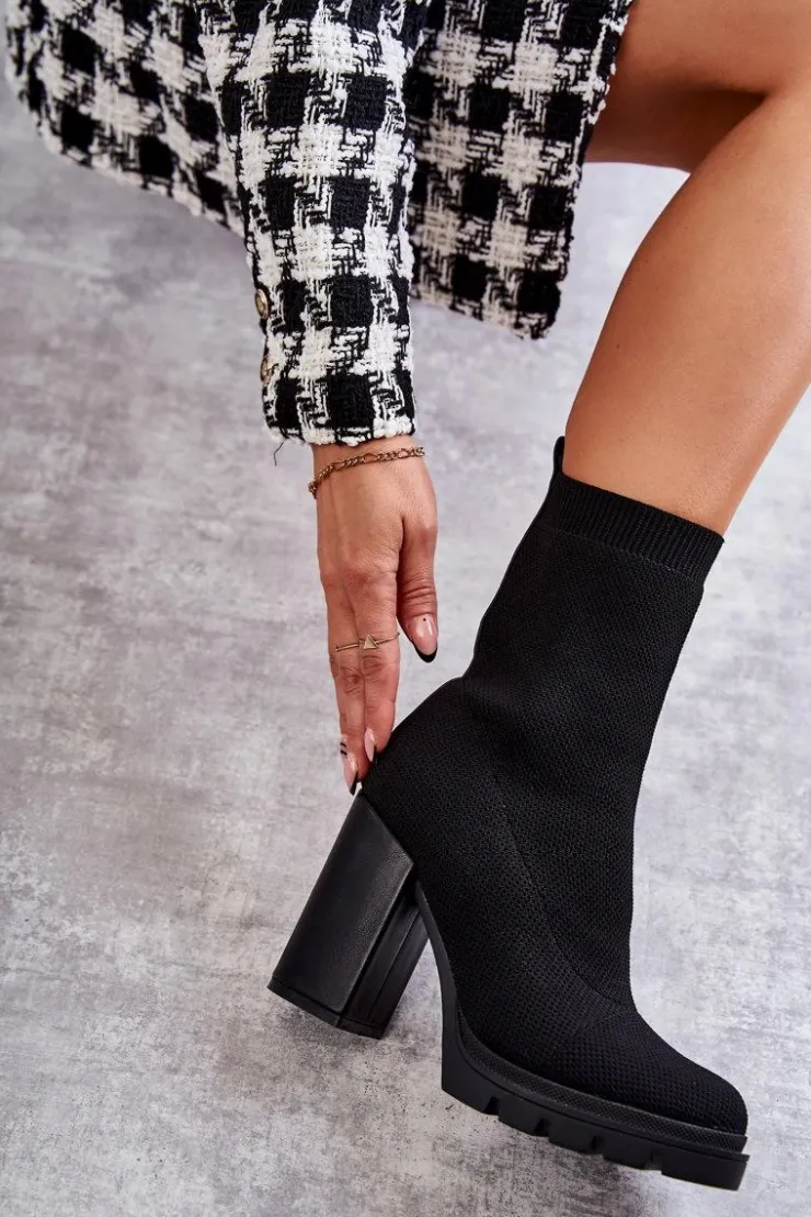 Damskie Boto Damskie Botki Materiałowe Czarne Louve