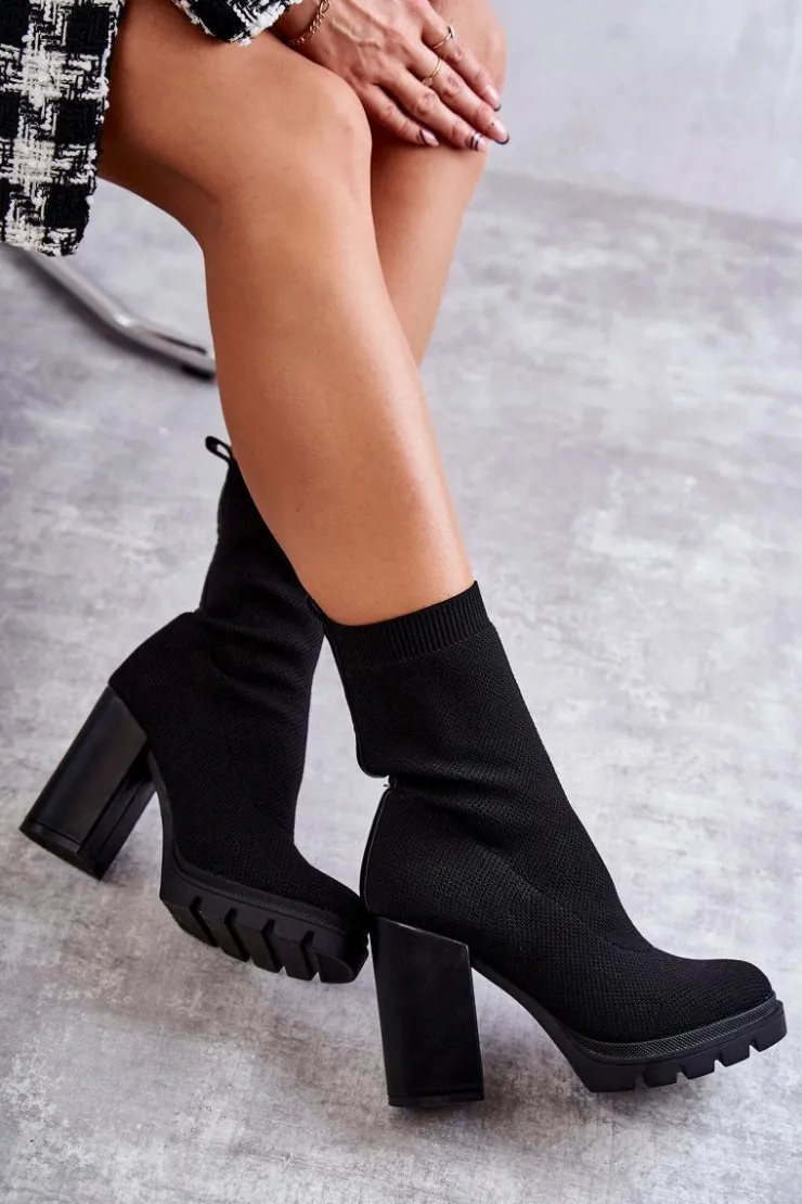 Damskie Boto Damskie Botki Materiałowe Czarne Louve