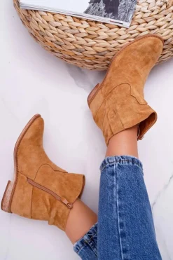 Online Boto Damskie Botki Na Koturnie Camel Evana