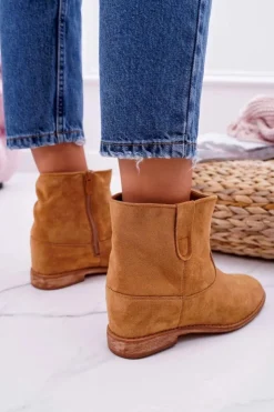 Online Boto Damskie Botki Na Koturnie Camel Evana