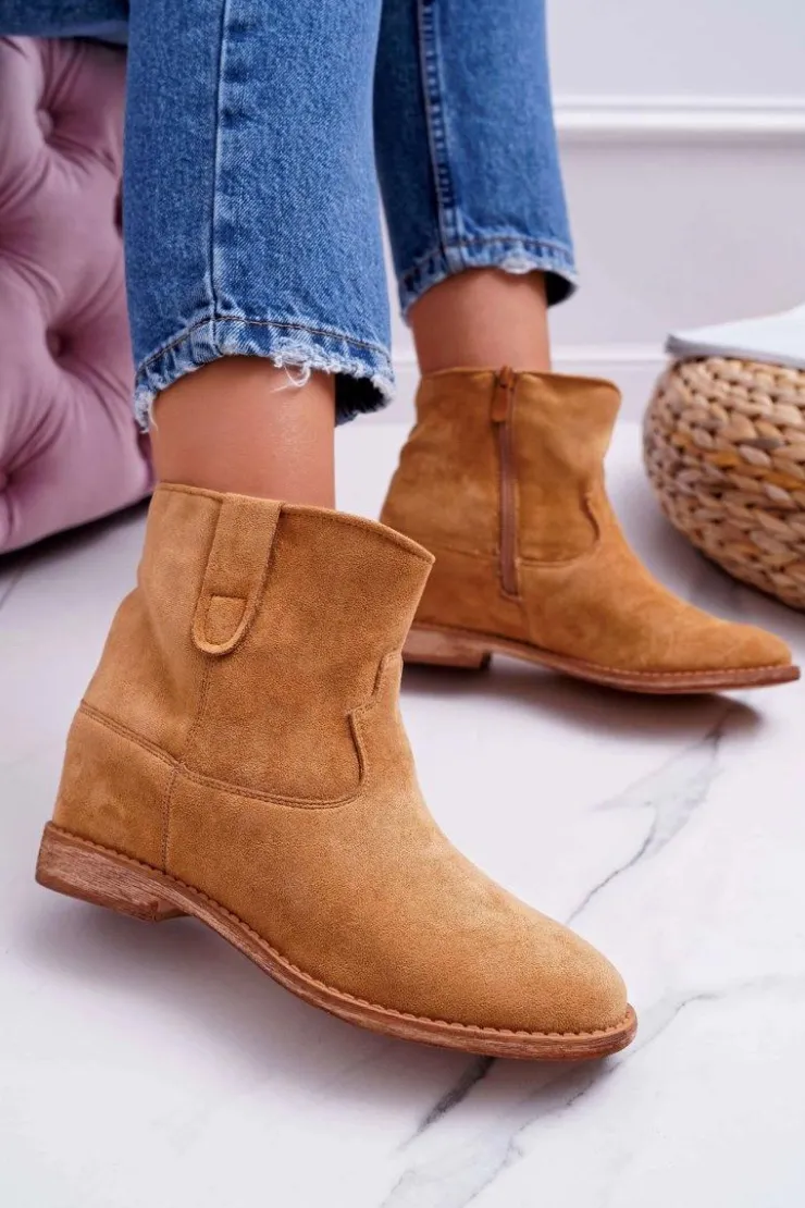 Online Boto Damskie Botki Na Koturnie Camel Evana