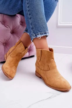 Online Boto Damskie Botki Na Koturnie Camel Evana