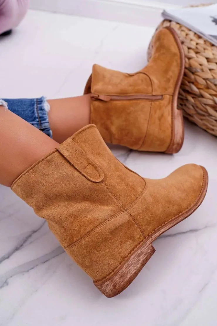 Online Boto Damskie Botki Na Koturnie Camel Evana