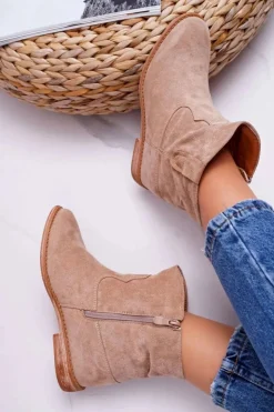 Boto Botki Na Koturnie|Botki Zimowe Damskie*Damskie Botki Na Koturnie Beżowe Evana