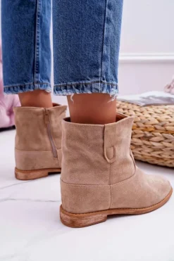 Boto Botki Na Koturnie|Botki Zimowe Damskie*Damskie Botki Na Koturnie Beżowe Evana