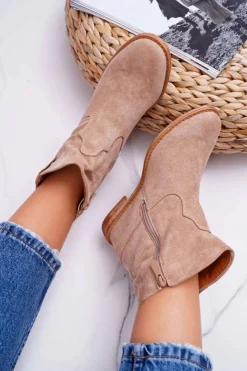 Boto Botki Na Koturnie|Botki Zimowe Damskie*Damskie Botki Na Koturnie Beżowe Evana