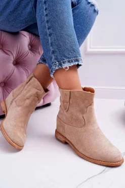 Boto Botki Na Koturnie|Botki Zimowe Damskie*Damskie Botki Na Koturnie Beżowe Evana