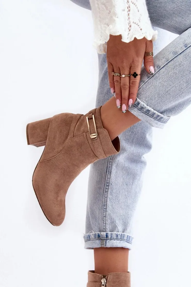 Damskie Evento Damskie Botki Na Niskim Słupku Beżowe Verice