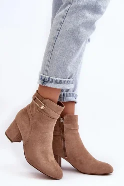 Damskie Evento Damskie Botki Na Niskim Słupku Beżowe Verice