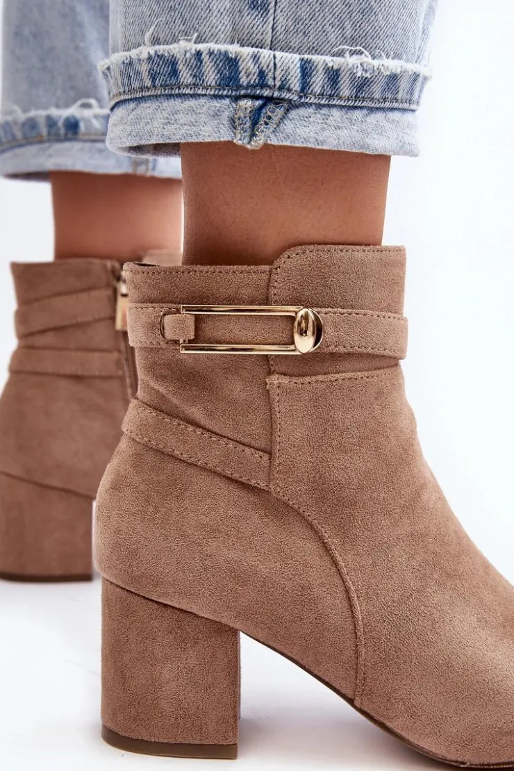 Damskie Evento Damskie Botki Na Niskim Słupku Beżowe Verice