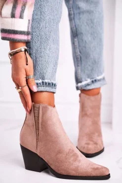 Boto Botki Na Słupku|Botki Zimowe Damskie*Damskie Botki Na Obcasie Khaki Loud