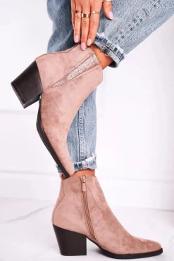 Boto Botki Na Słupku|Botki Zimowe Damskie*Damskie Botki Na Obcasie Khaki Loud